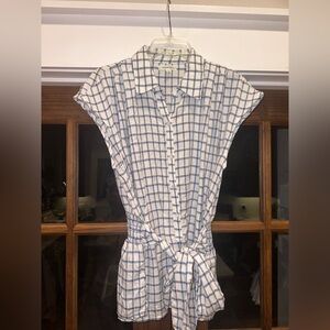 EUC Max Studio Size Large Blue and White‎ Checkered Women's Top
